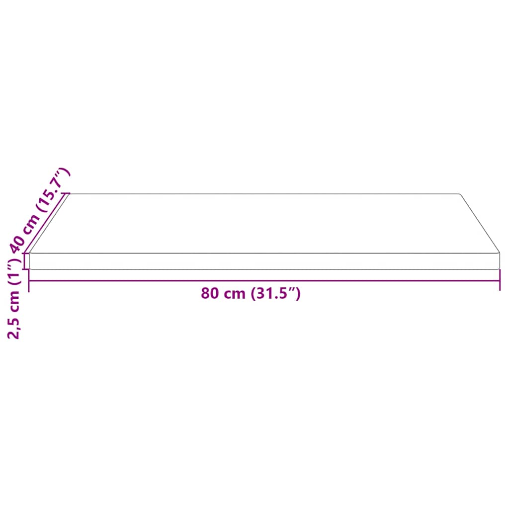 Ploča za stol bijela 80x40x2,5 cm masivna borovina pravokutna