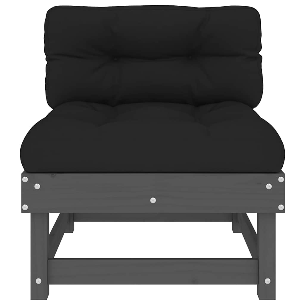 Srednja sofa od masivne borovine s jastucima siva