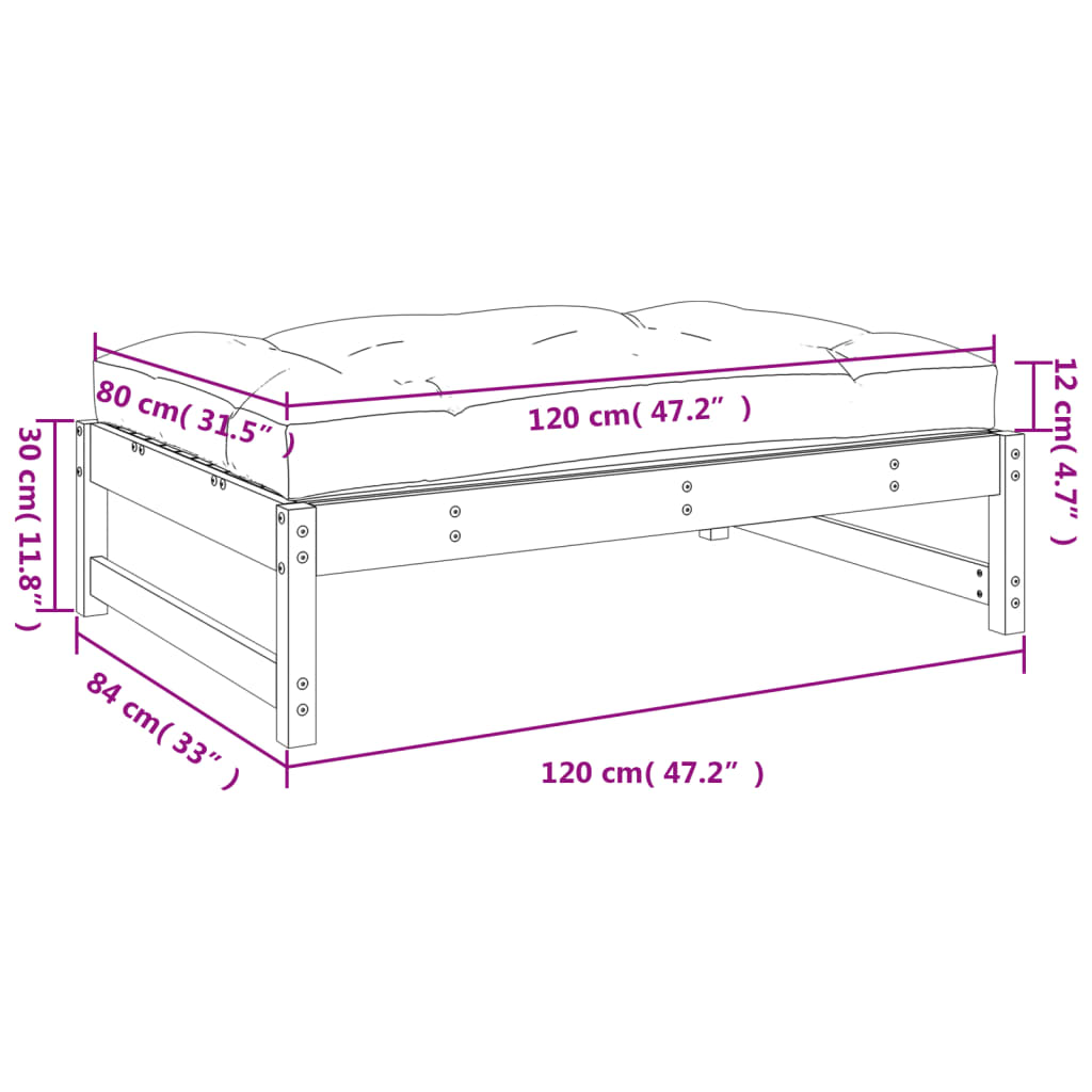 Vrtni tabure 120 x 80 cm od masivnog drva duglazije