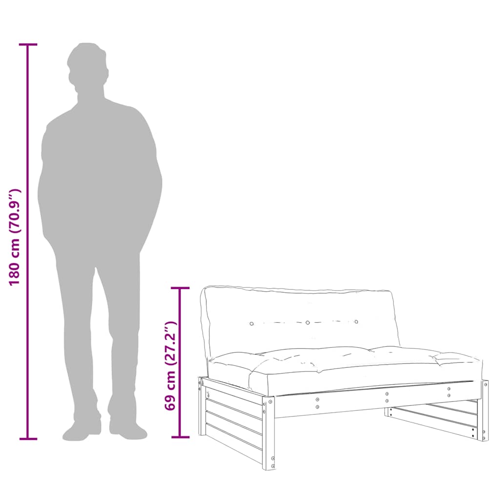 Srednja sofa crni 120x80 cm od masivne borovine