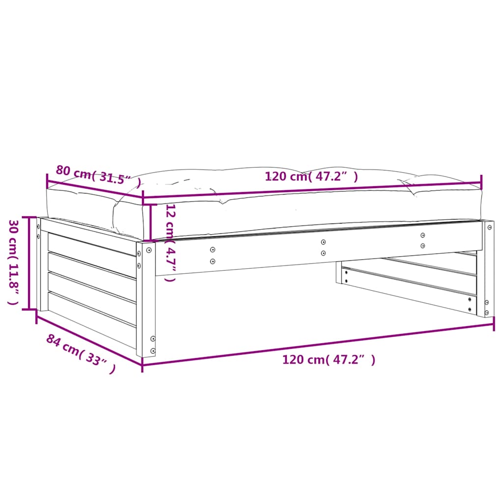 Vrtni tabure 120 x 80 cm od masivne borovine