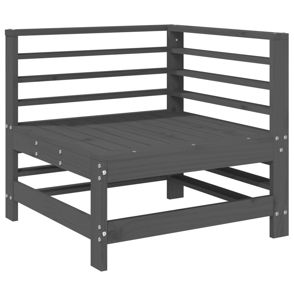 Kutna vrtna sofa siva od masivne borovine