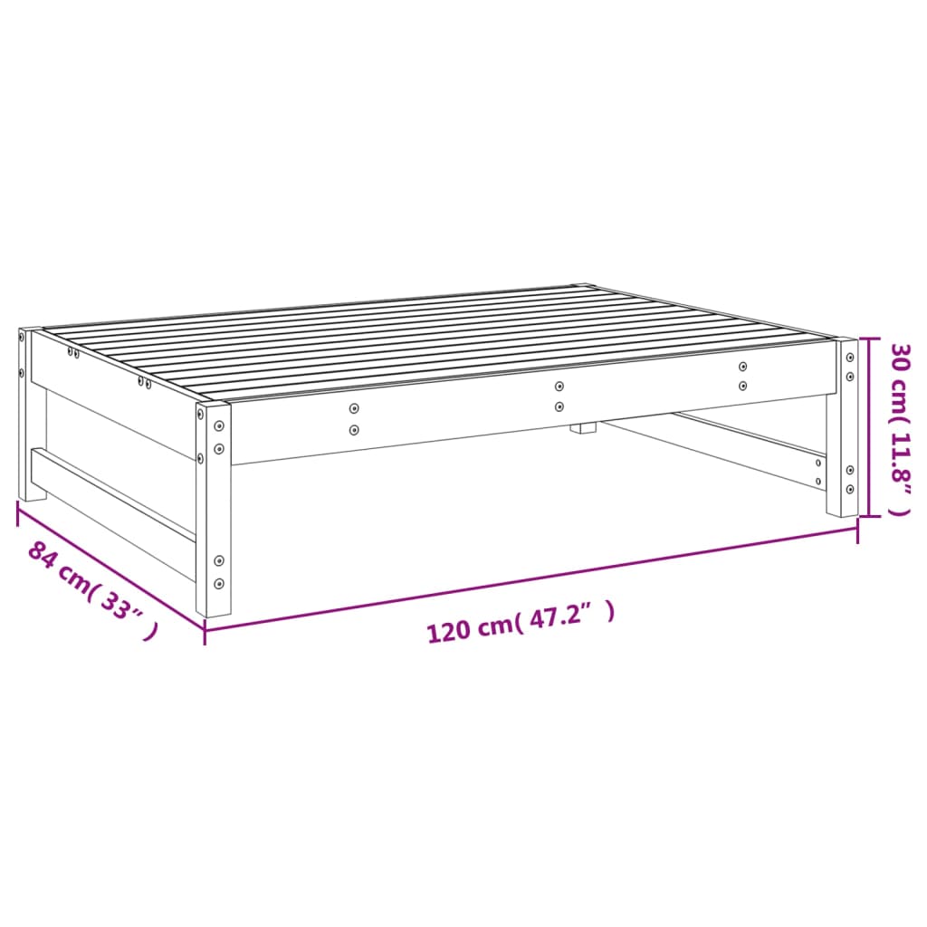 Vrtni tabure sivi 120 x 80 cm od masivne borovine