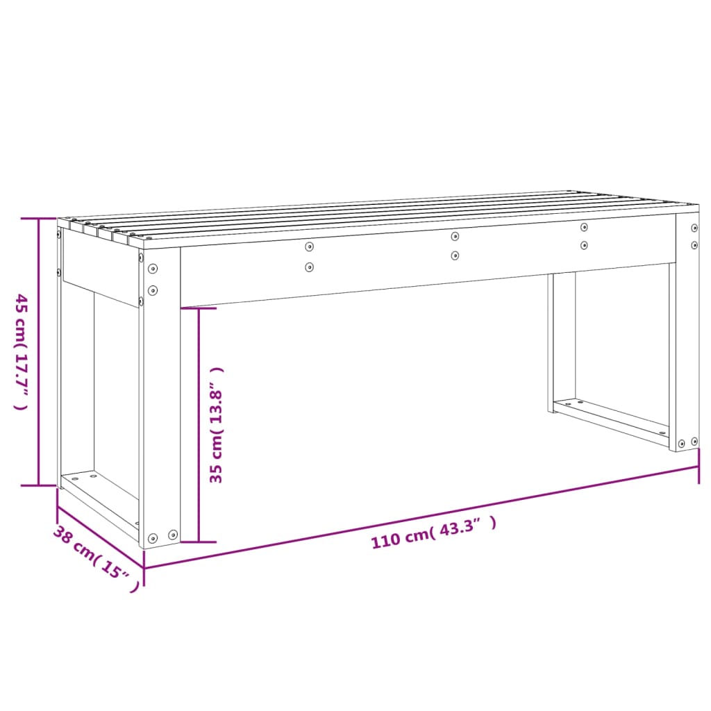 Vrtna klupa boja meda 110 x 38 x 45 cm od masivne borovine