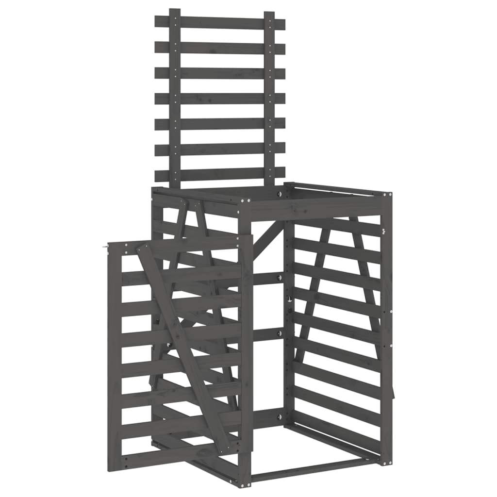 Spremište za kantu za smeće sivo 84x90x128,5 cm od borovine