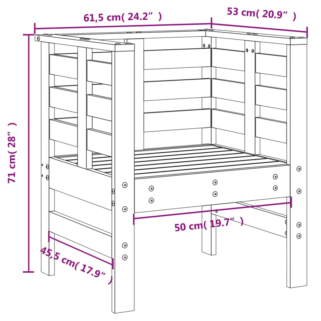 Vrtne stolice 2 kom boja meda 61,5x53x71 cm od masivne borovine