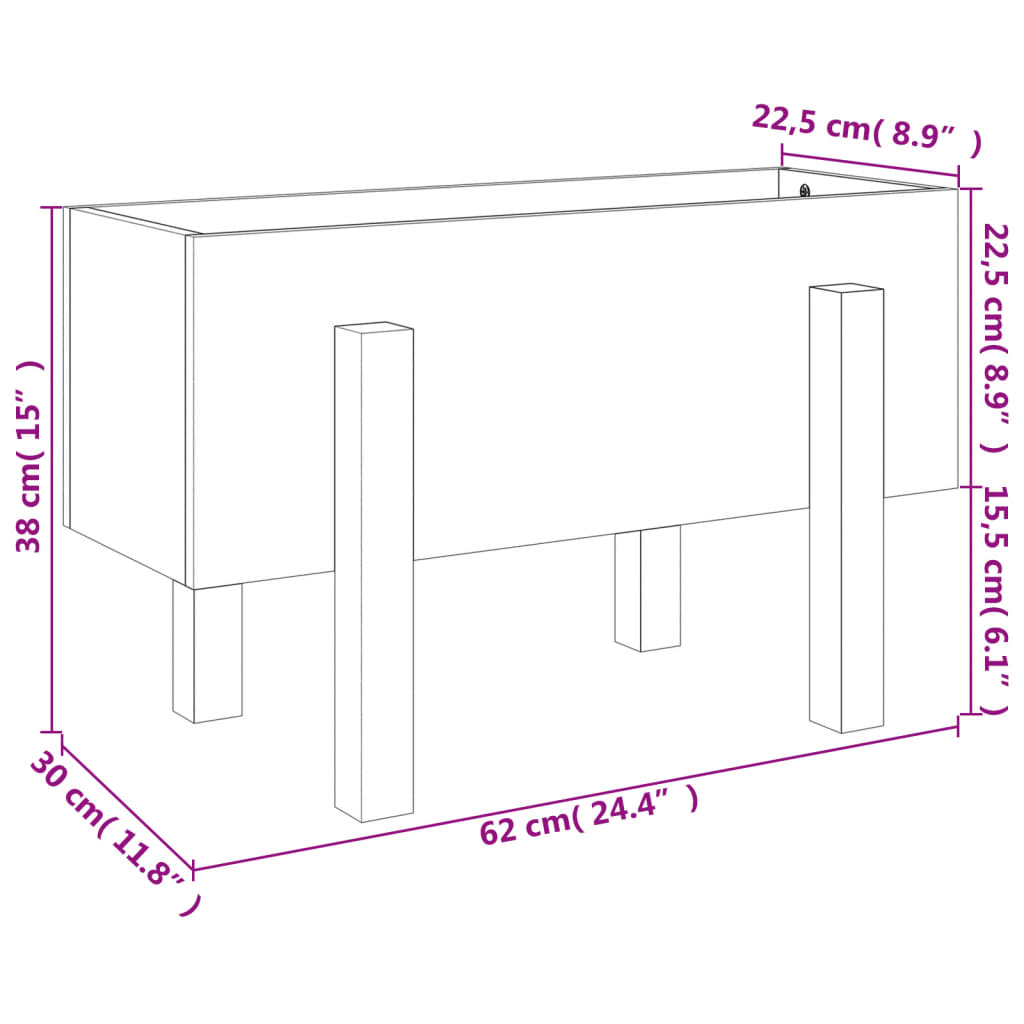 Vrtna sadilica bijela 62 x 30 x 38 cm od masivne borovine
