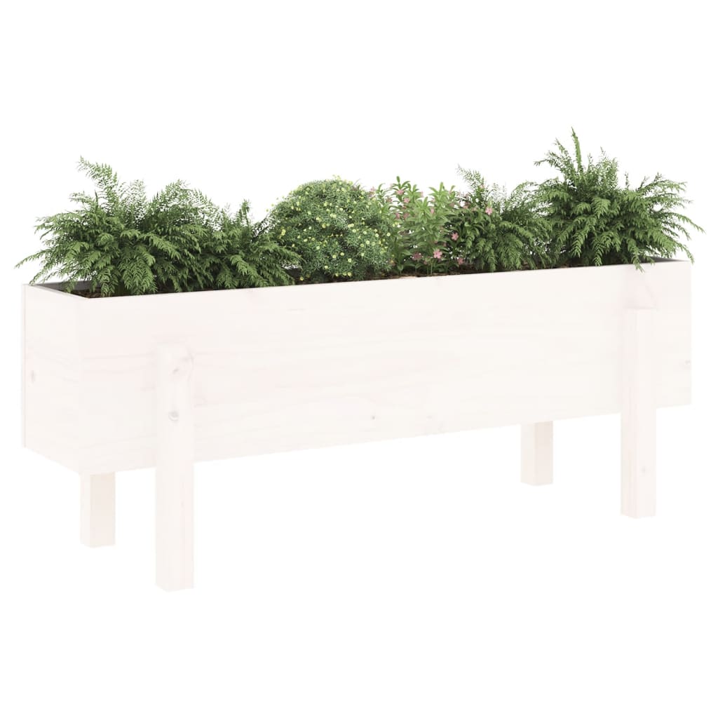 Povišena vrtna gredica bijela 101 x 30 x 38 cm masivna borovina