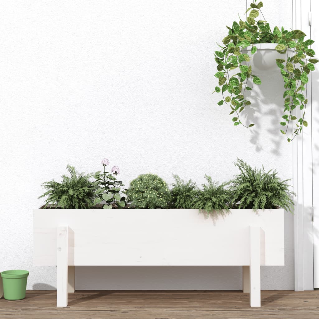 Povišena vrtna gredica bijela 101 x 30 x 38 cm masivna borovina