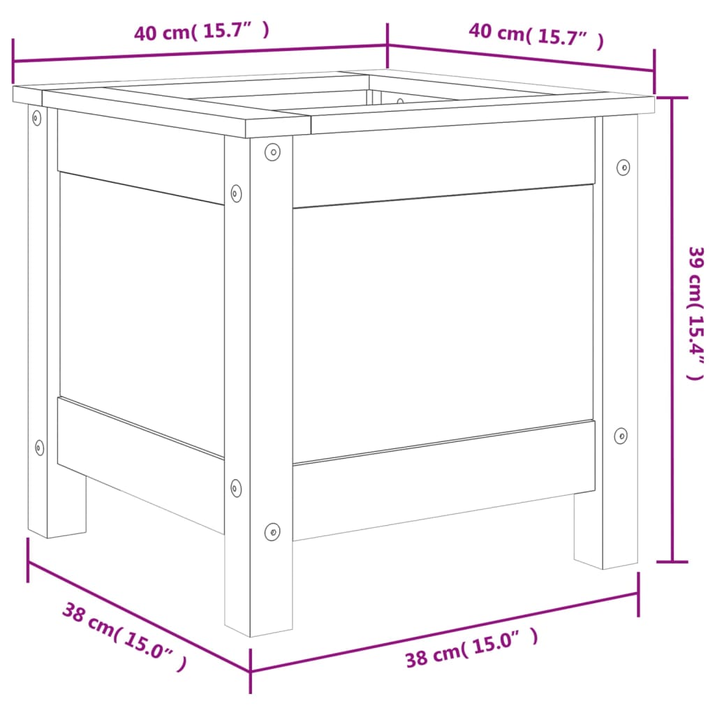 Vrtna sadilica 40 x 40 x 39 cm od masivne borovine