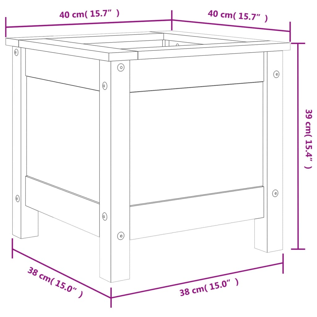 Vrtna sadilica bijela 40 x 40 x 39 cm od masivne borovine