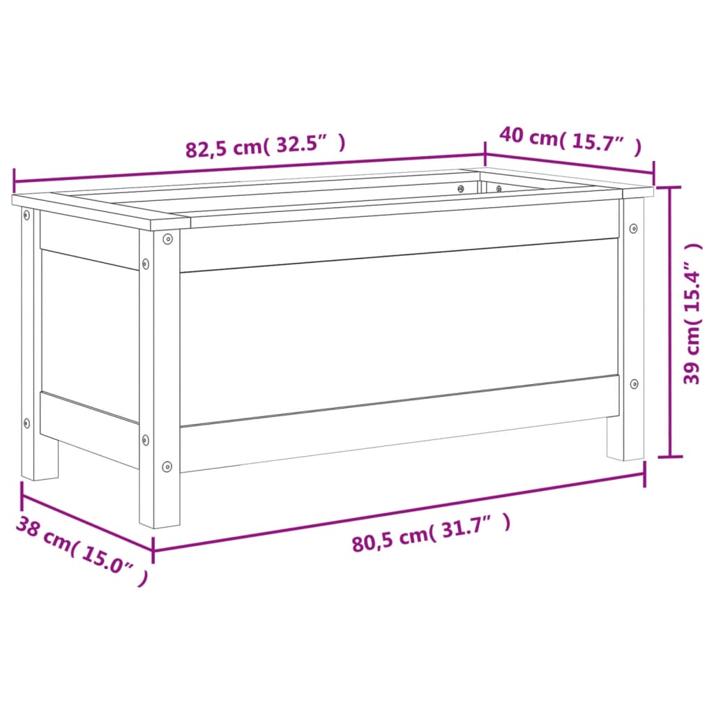 Vrtna sadilica 82,5 x 40 x 39 cm od masivne borovine