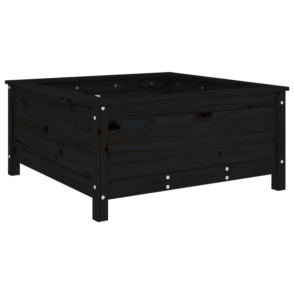 Vrtna sadilica crna 82,5 x 82,5 x 39 cm od masivne borovine