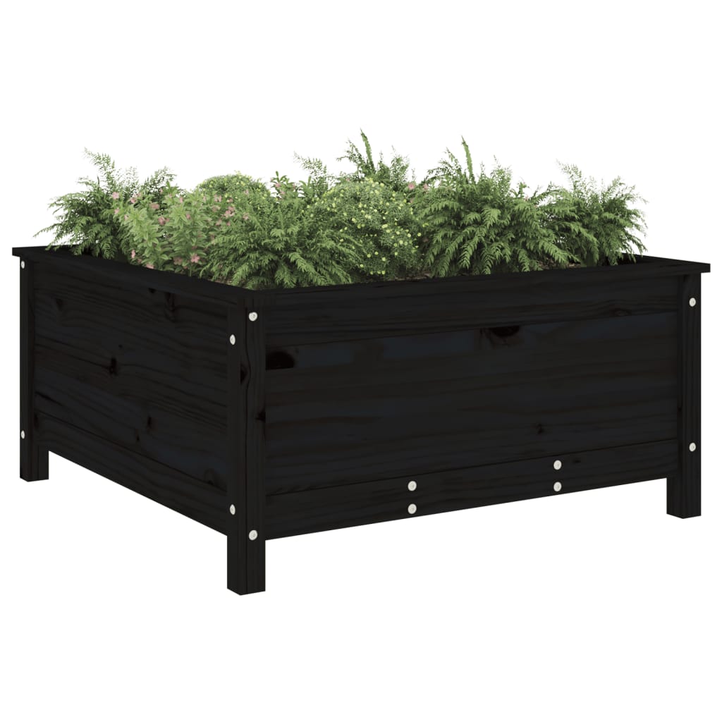 Vrtna sadilica crna 82,5 x 82,5 x 39 cm od masivne borovine