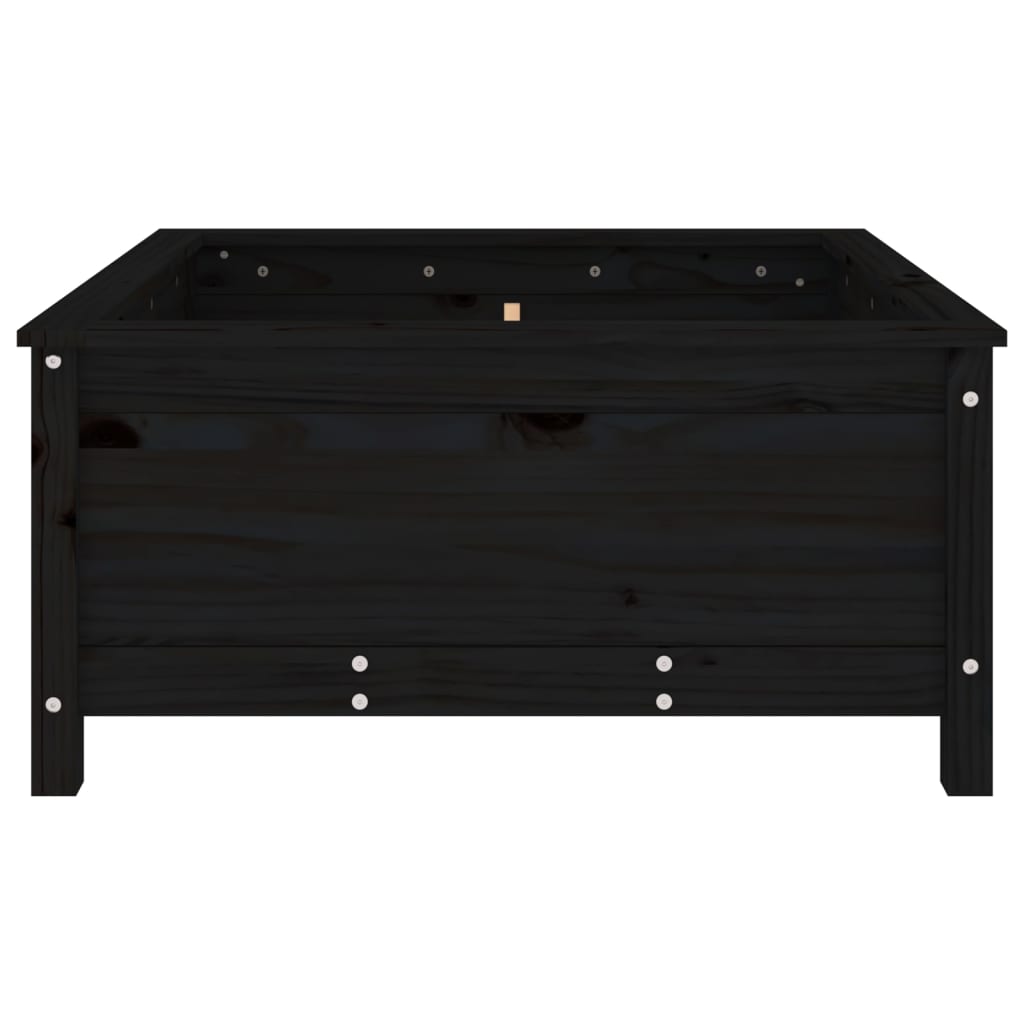 Vrtna sadilica crna 82,5 x 82,5 x 39 cm od masivne borovine