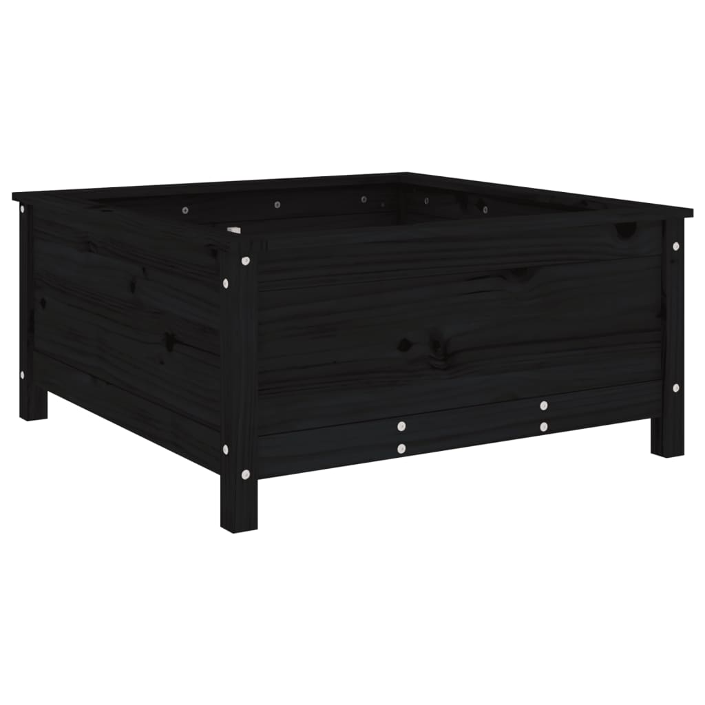 Vrtna sadilica crna 82,5 x 82,5 x 39 cm od masivne borovine
