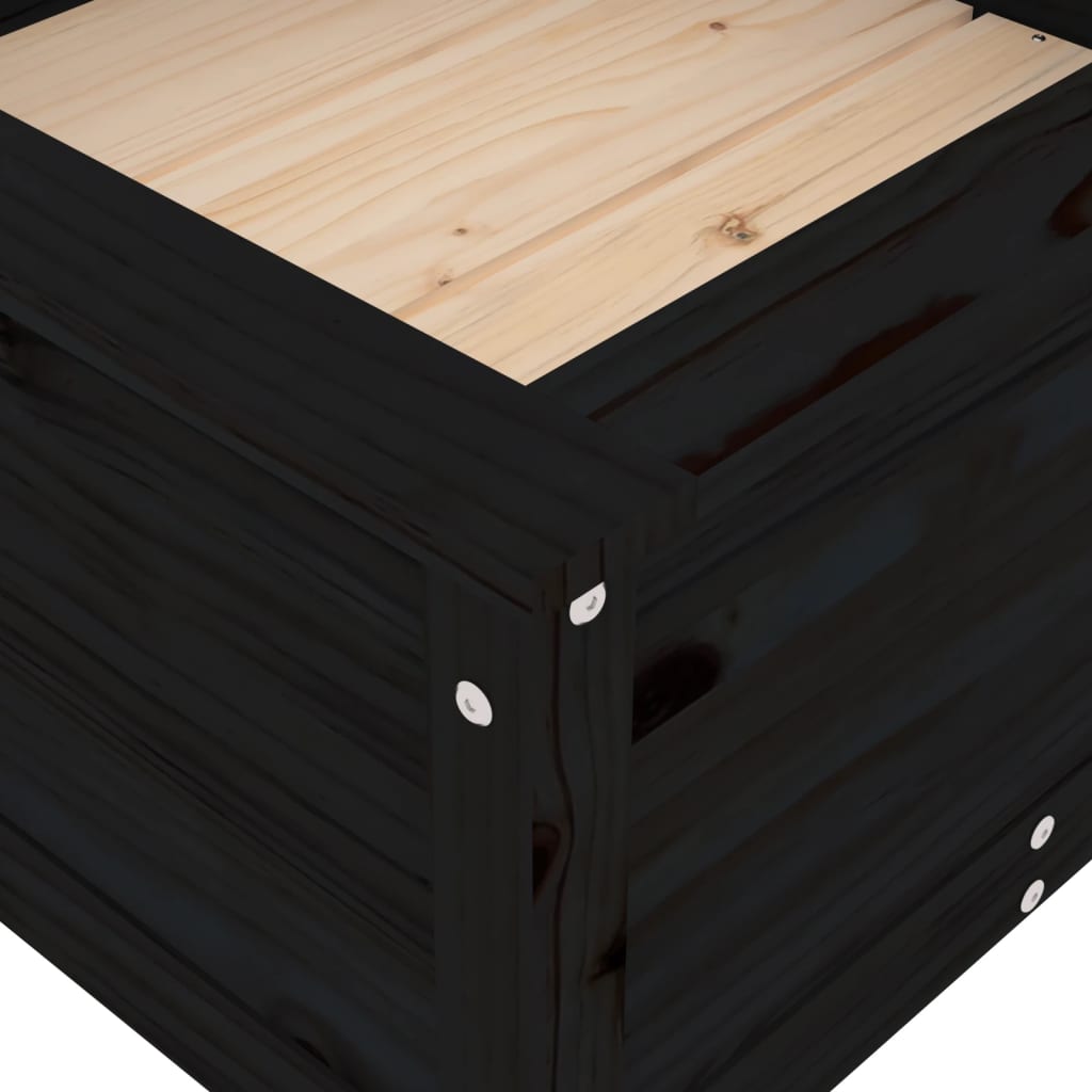 Vrtna sadilica crna 82,5 x 82,5 x 39 cm od masivne borovine