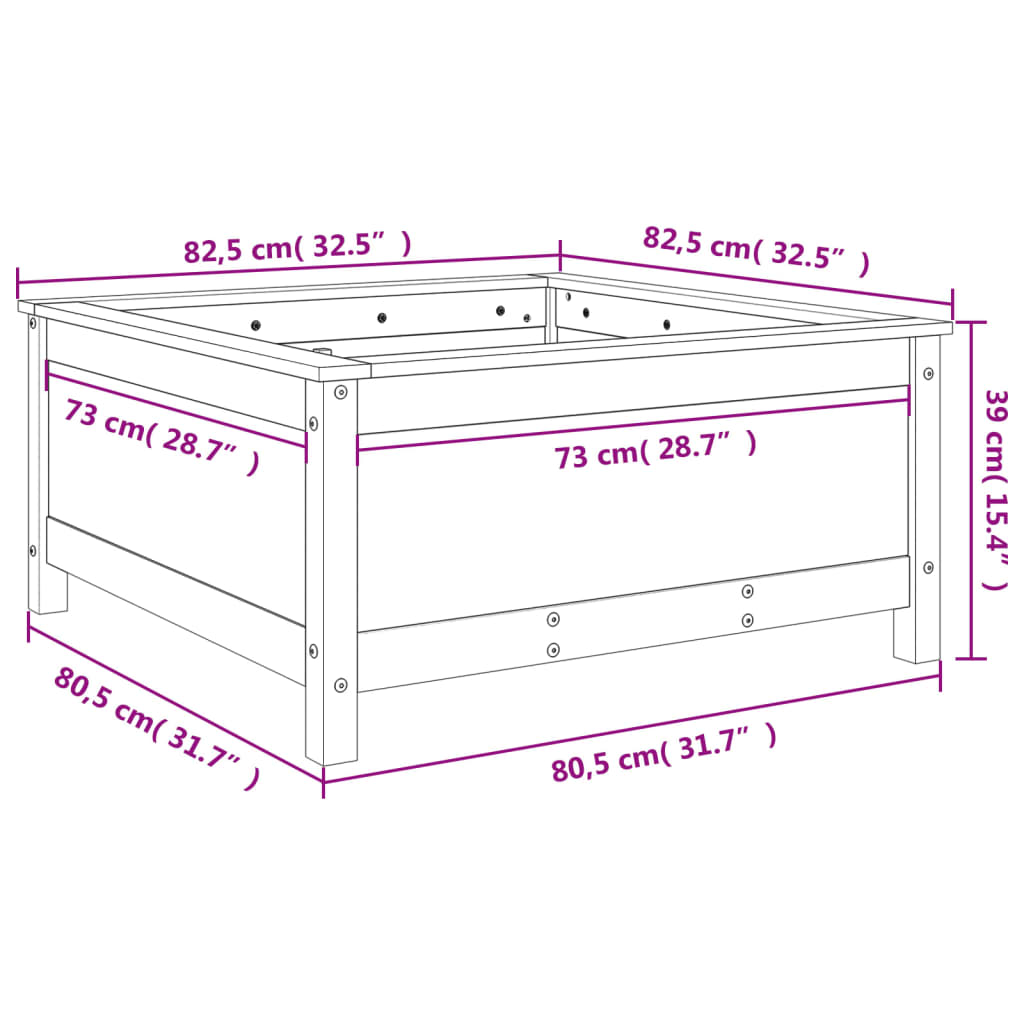 Vrtna sadilica 82,5 x 82,5 x 39 cm od masivne duglazije