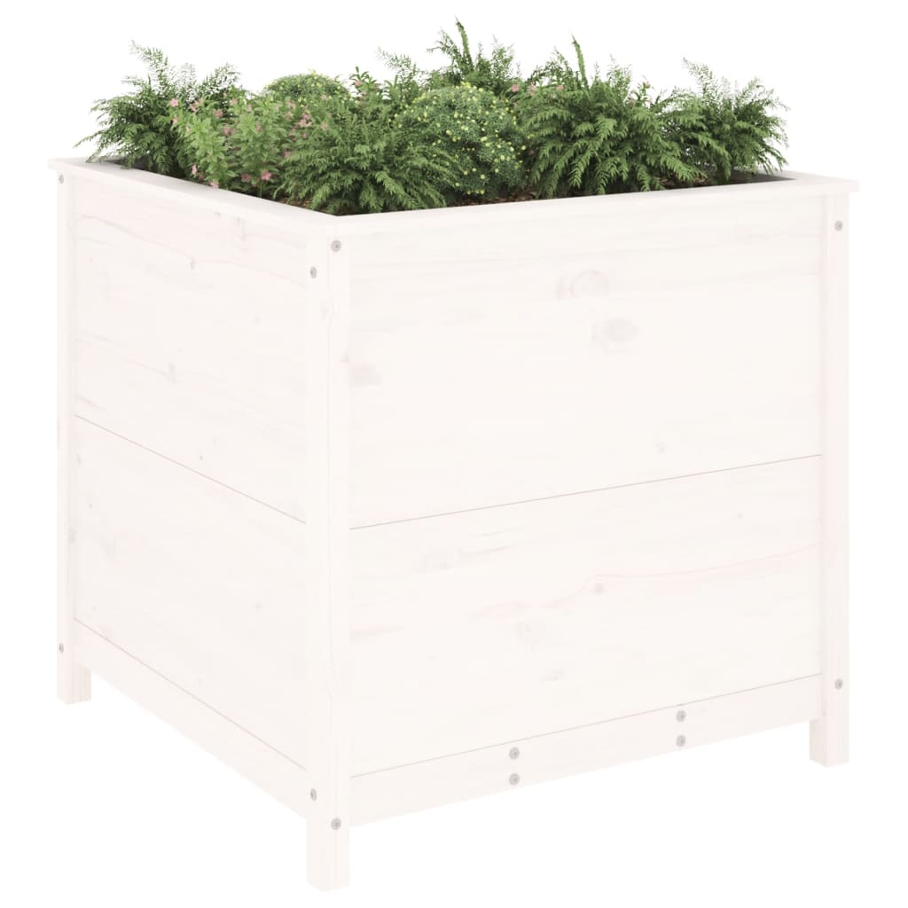 Vrtna sadilica bijela 82,5 x 82,5 x 78 cm od masivne borovine