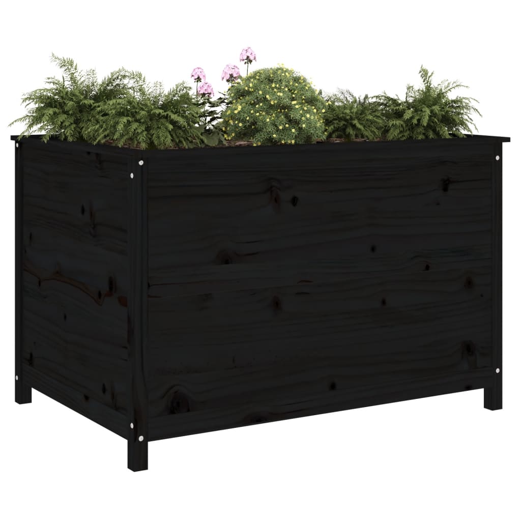 Povišena vrtna gredica crna 119,5x82,5x78 cm masivna borovina