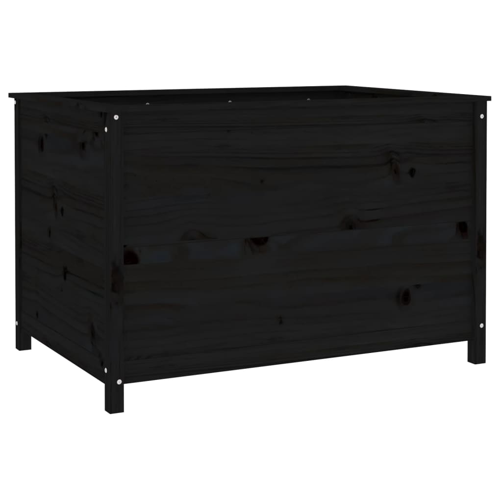 Povišena vrtna gredica crna 119,5x82,5x78 cm masivna borovina