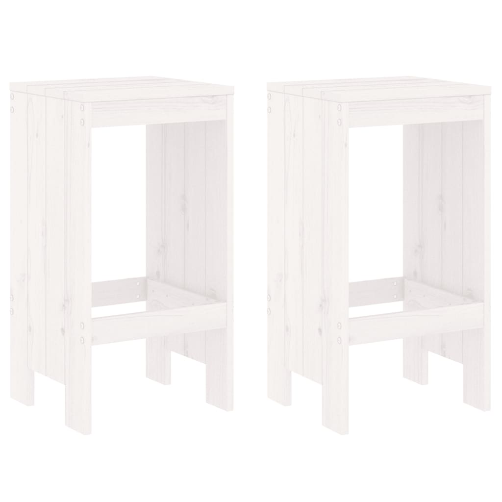 Barski stolci 2 kom bijeli 40 x 36 x 75 cm od masivne borovine