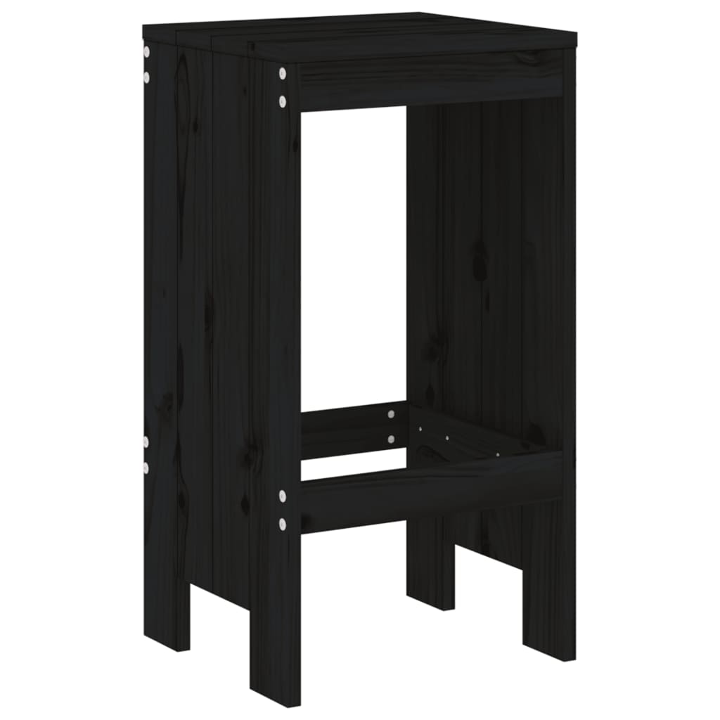 Barski stolci 2 kom crni 40 x 36 x 75 cm od masivne borovine