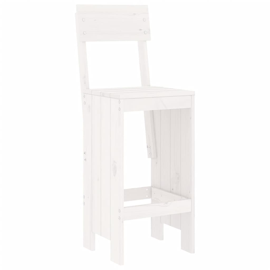 Barski stolci 2 kom bijeli 40x48,5x115,5 cm od masivne borovine