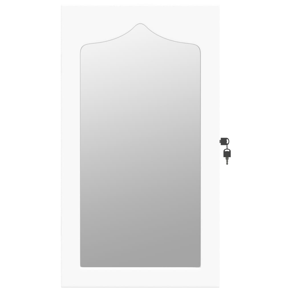 Zidni ormarić za nakit s ogledalom bijeli 37,5 x 10 x 67 cm
