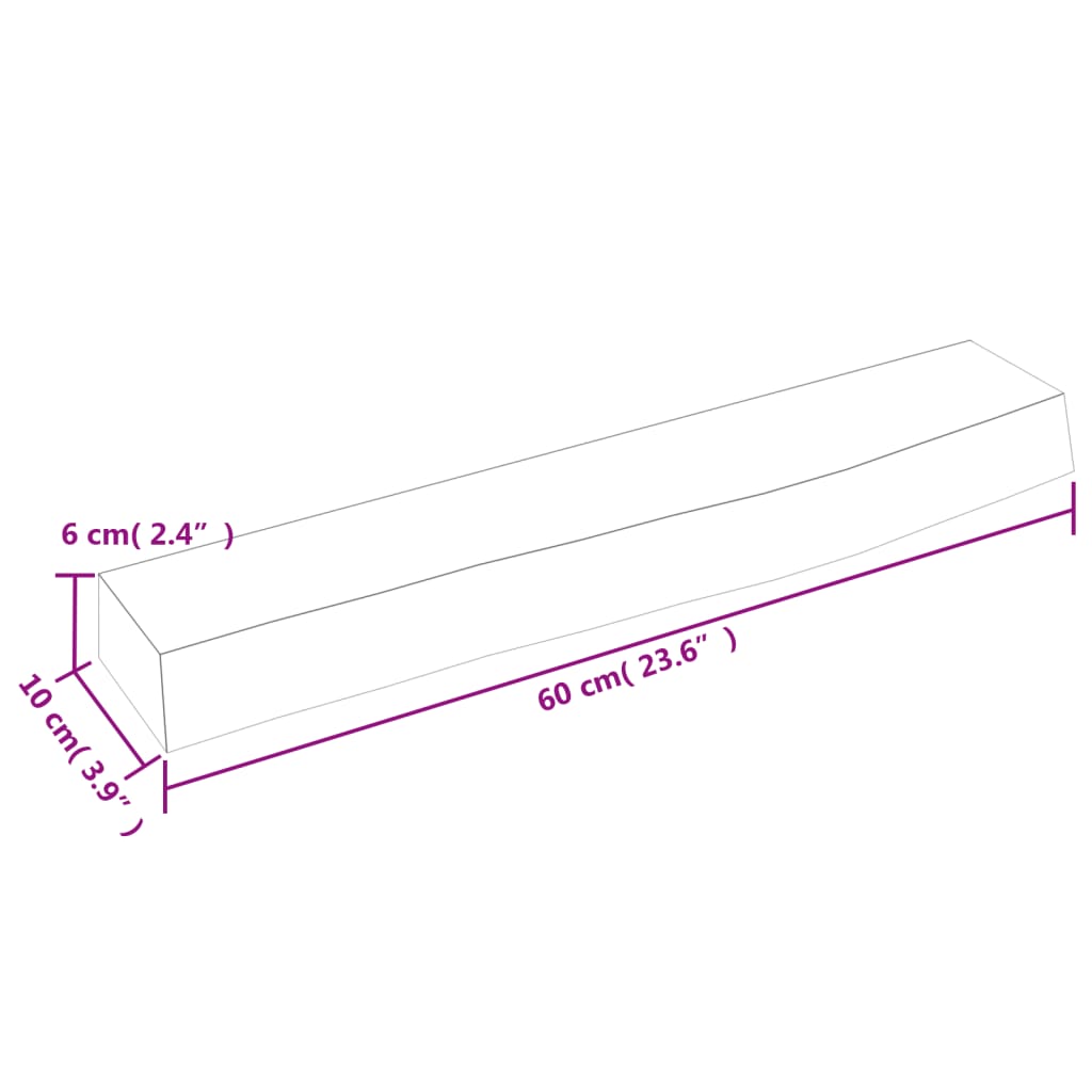 Zidna polica svjetlosmeđa 60 x 10 x 6 cm od obrađene hrastovine