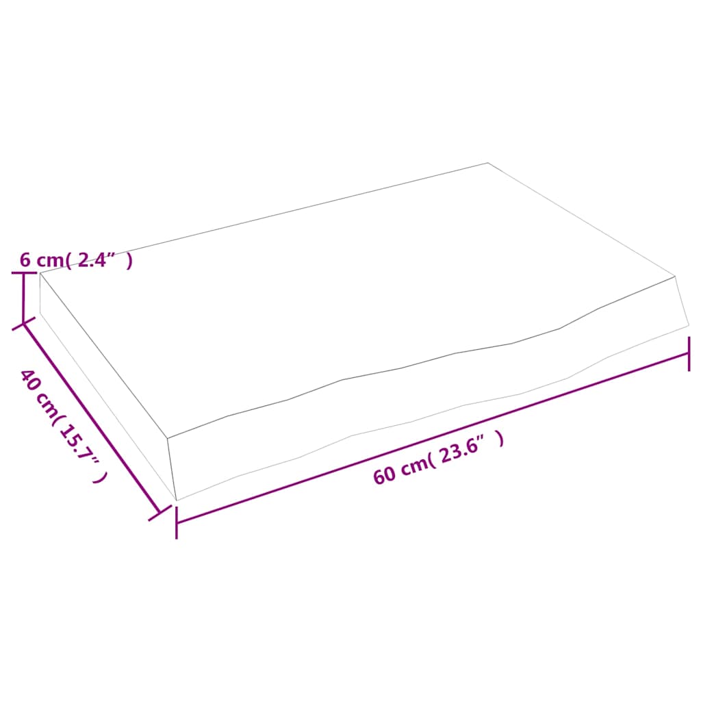 Zidna polica svjetlosmeđa 60x40x(2-6) cm obrađena hrastovina