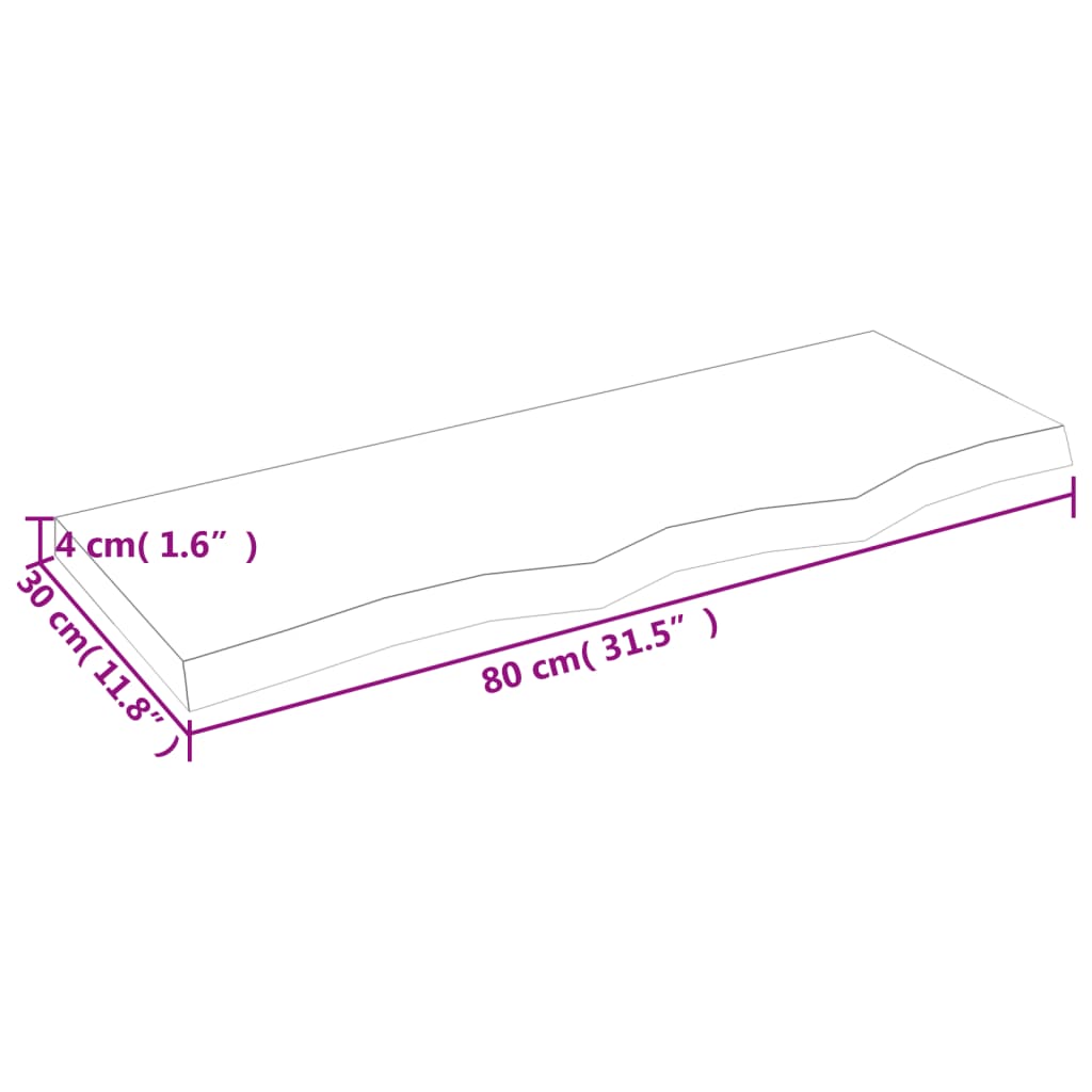 Zidna polica svjetlosmeđa 80x30x(2-4) cm obrađena hrastovina