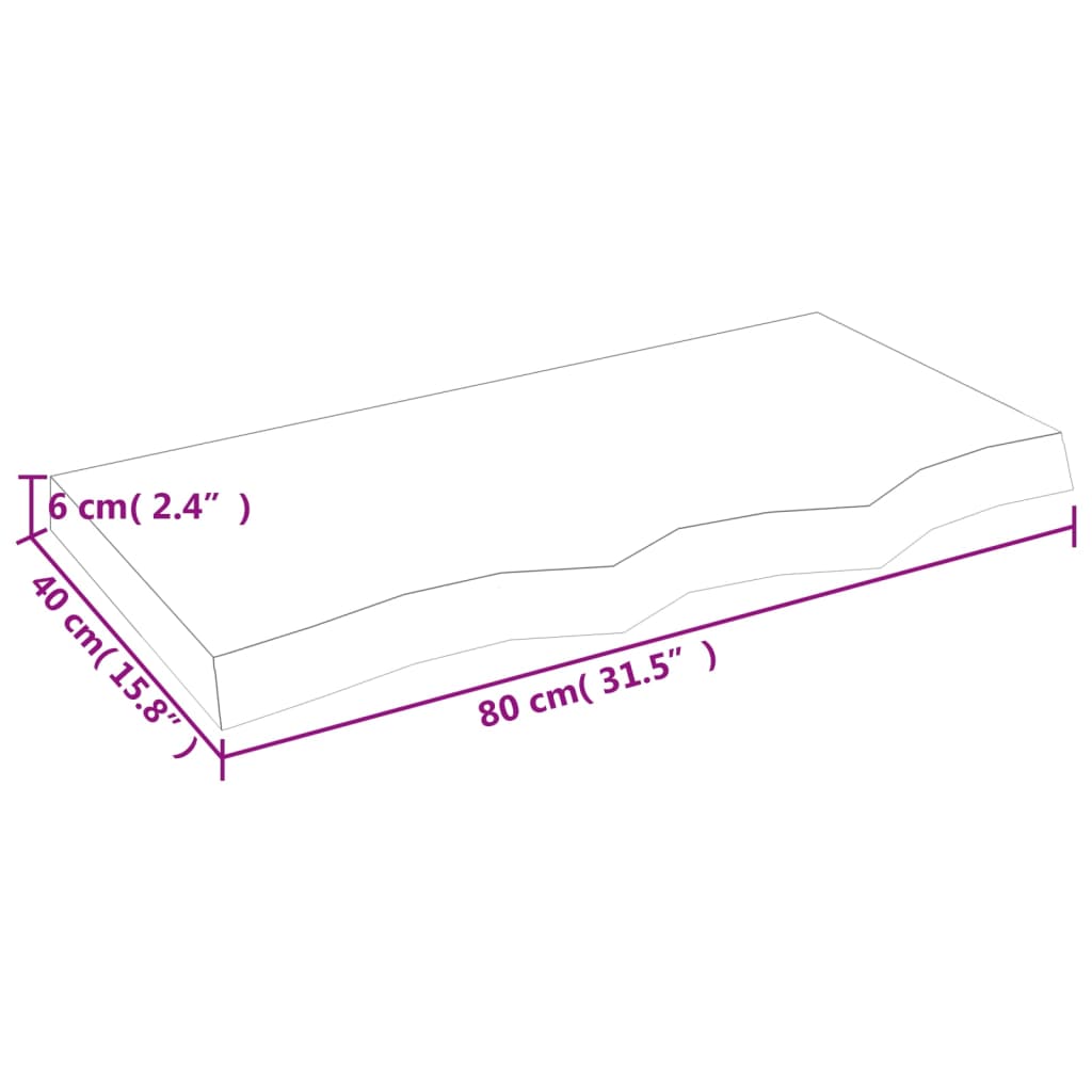 Zidna polica svjetlosmeđa 80x40x(2-6) cm obrađena hrastovina