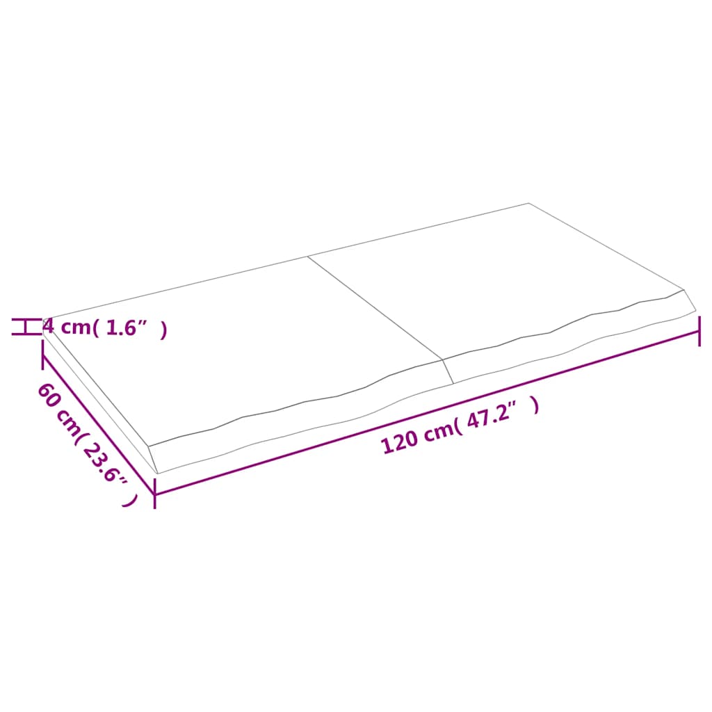 Zidna polica svjetlosmeđa 120x60x(2-4) cm obrađena hrastovina