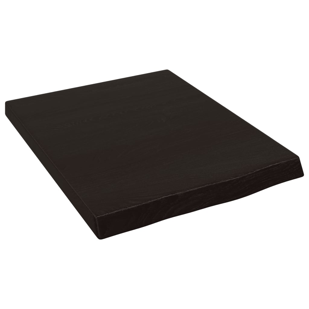 Zidna polica tamnosmeđa 40x50x(2-4) cm od obrađene hrastovine