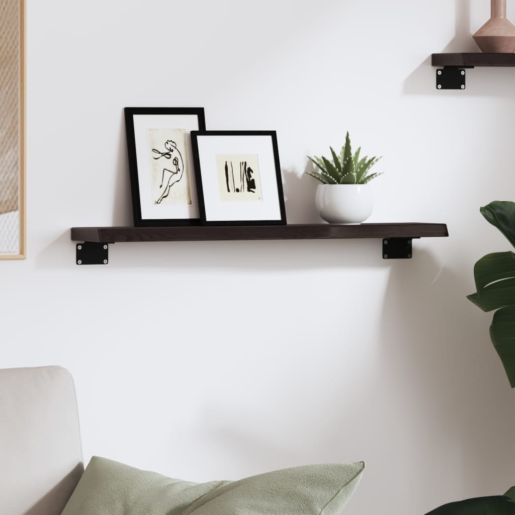 Zidna polica tamnosmeđa 60x10x2 cm od obrađene hrastovine