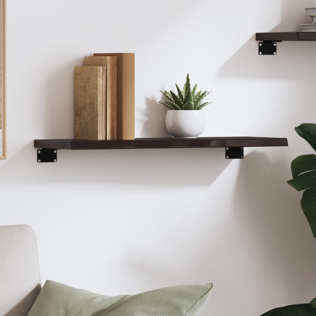 Zidna polica tamnosmeđa 60x20x2 cm od obrađene hrastovine
