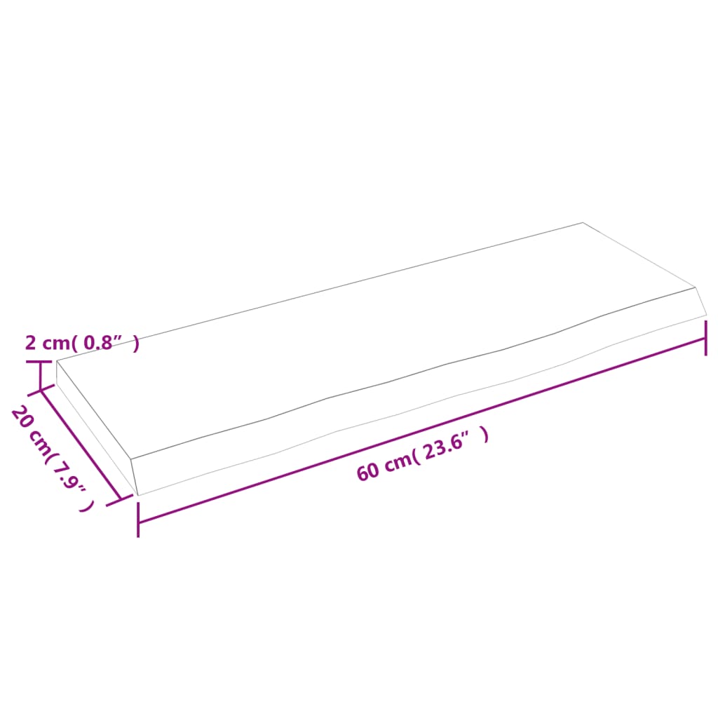 Zidna polica tamnosmeđa 60x20x2 cm od obrađene hrastovine