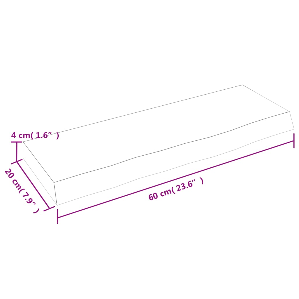 Zidna polica tamnosmeđa 60x20x4 cm od obrađene hrastovine
