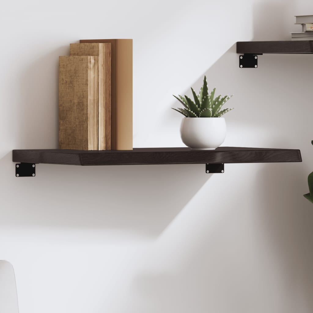 Zidna polica tamnosmeđa 60x30x(2-4) cm od obrađene hrastovine