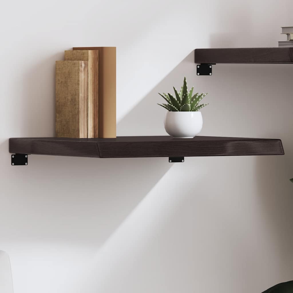Zidna polica tamnosmeđa 60x60x(2-6) cm od obrađene hrastovine