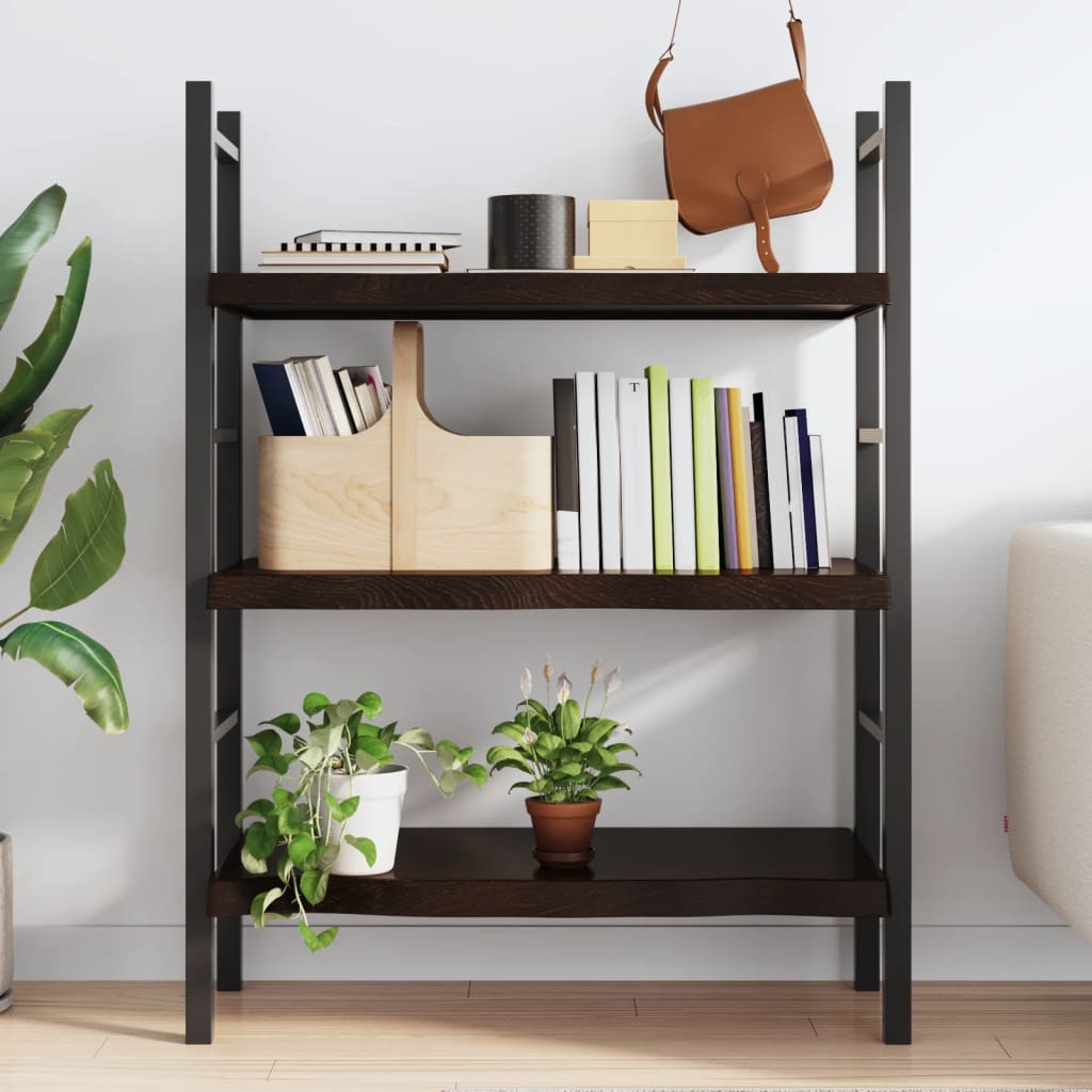 Zidna polica tamnosmeđa 100x40x(2-6) cm od obrađene hrastovine