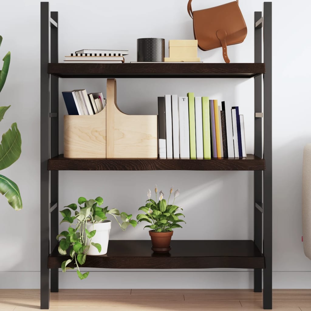 Zidna polica tamnosmeđa 100x40x(2-6) cm od obrađene hrastovine