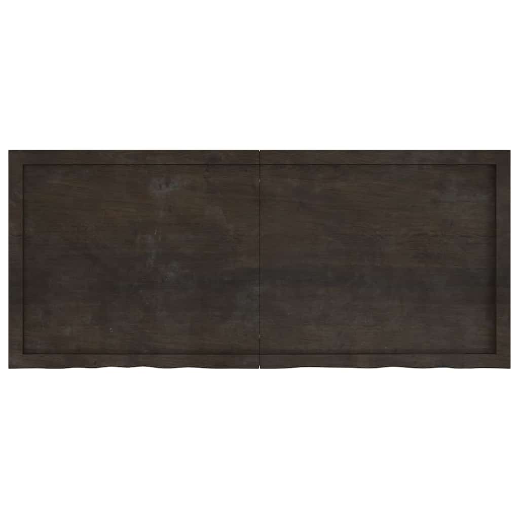 Zidna polica tamnosmeđa 140x60x(2-6) cm od obrađene hrastovine