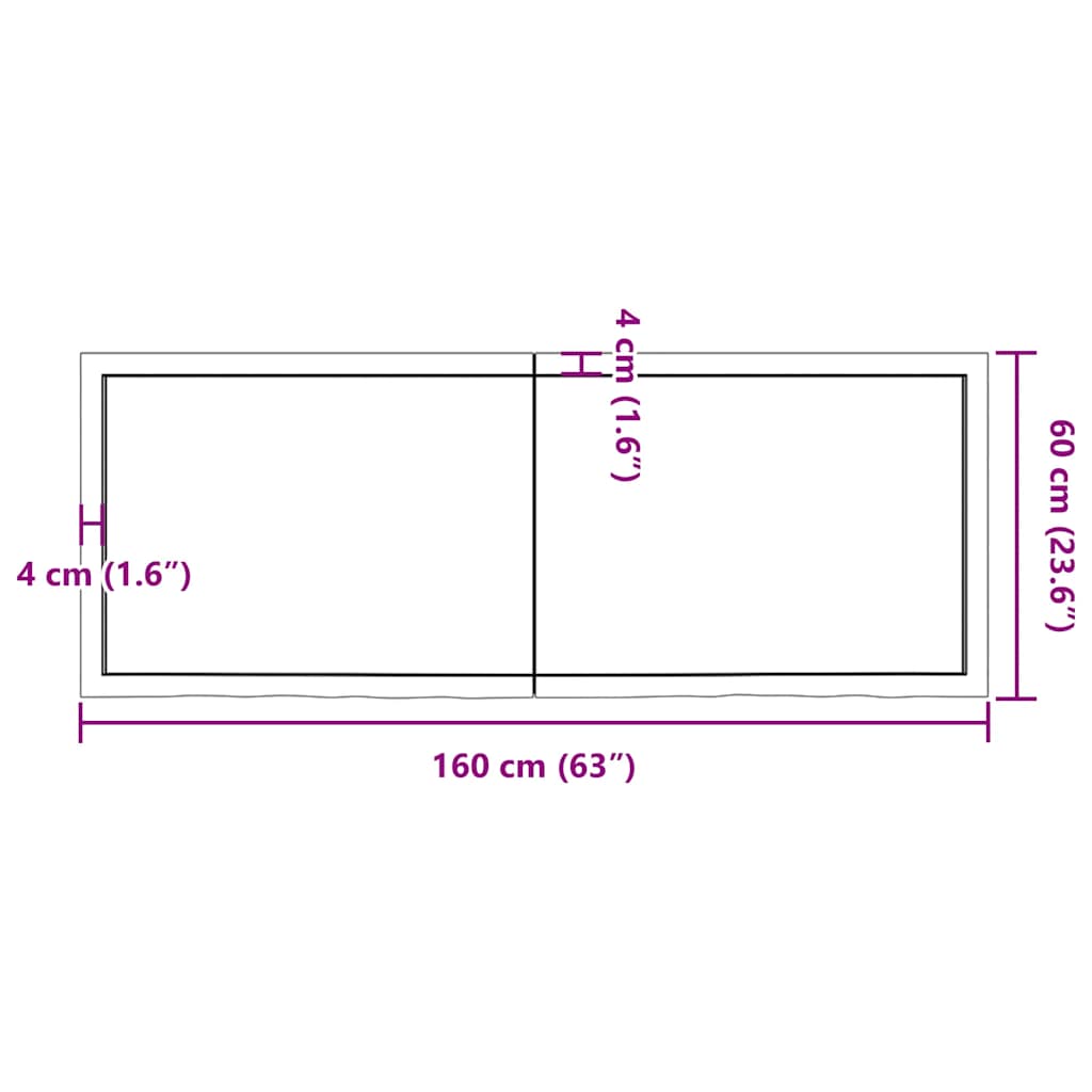 Zidna polica tamnosmeđa 160x60x(2-6) cm od obrađene hrastovine