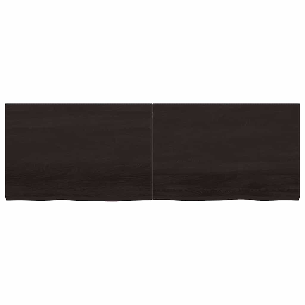 Zidna polica tamnosmeđa 180x60x(2-6) cm od obrađene hrastovine