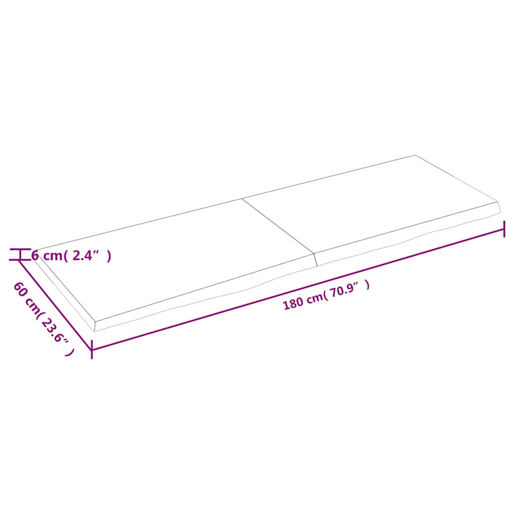 Zidna polica tamnosmeđa 180x60x(2-6) cm od obrađene hrastovine