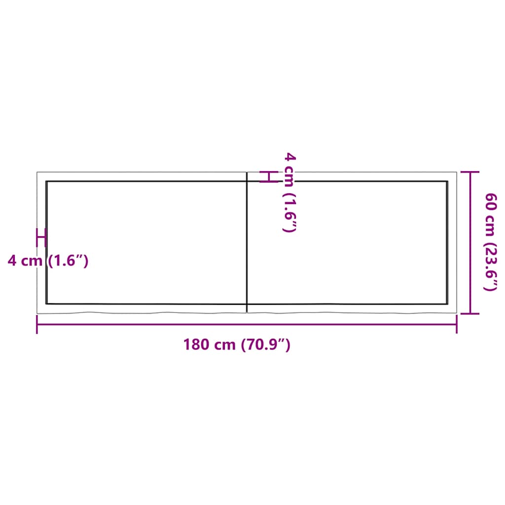 Zidna polica tamnosmeđa 180x60x(2-6) cm od obrađene hrastovine