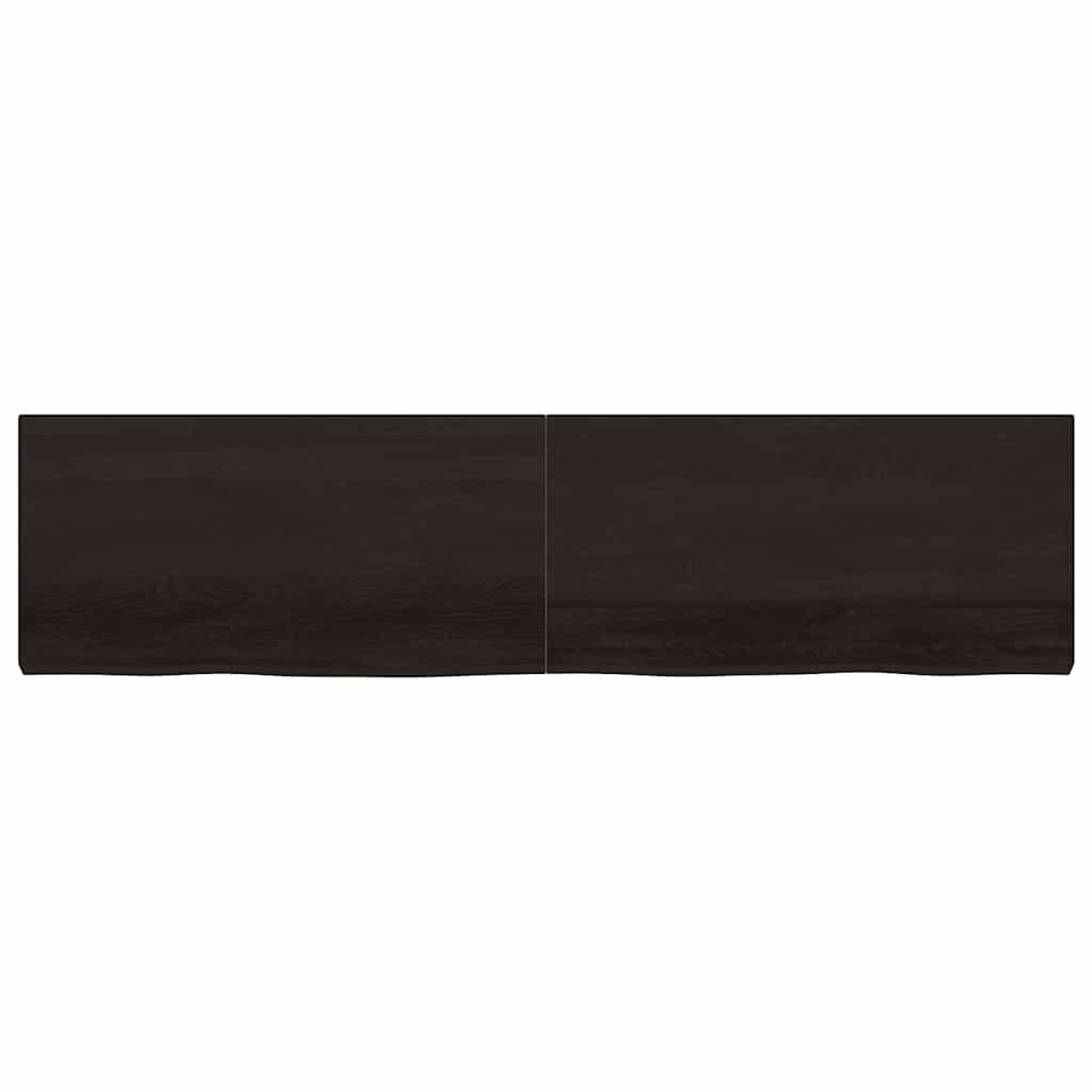 Zidna polica tamnosmeđa 200x50x(2-6) cm od obrađene hrastovine