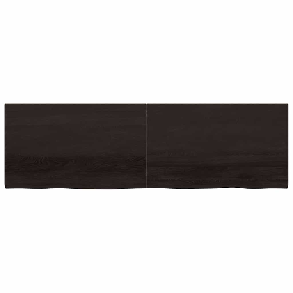 Zidna polica tamnosmeđa 200x60x(2-4) cm od obrađene hrastovine